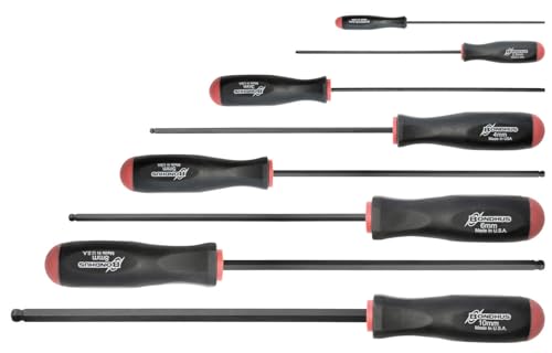 Bondhus 10733 Set of 8 Balldriver Screwdrivers, ProGuard Finish, Long Length, sizes 2-10mm