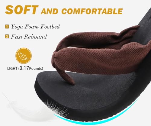 Image of KuaiLu Flip Flops for Women with Arch Support Summer Beach Thong Sandals | Comfortable Yoga Mat Walking Shoes Cushion Slip On Casual Outfits Indoor Outdoor