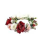 Adjustable Flower Headband Floral Garland Crown Halo Headpiece Boho with Ribbon Wedding Festival...