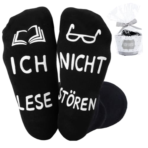 Belillpipi Lustige Socken Lese Geschenke für Männer Lese Socken Lustige Geshenke für Frauen Jungen Geschenk für Geburtstag Weihnachte Lehrer Buchliehabe 36-45 Bitte Nicht Stören Ich Lese