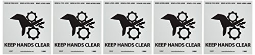 Autocollants Keep Hands Clear NMC S49AP vinyle noir sur blanc 10,2 cm contre le risque