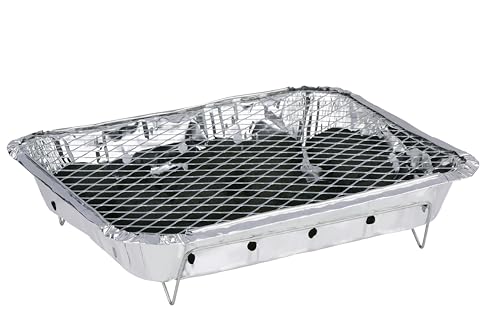 Alpina Barbecue Jetable avec Charbon – Prêt à l’Emploi – Format Compact et Léger – Durée de Cuisson Environ 1,5 Heure – Avec Grille – Idéal...