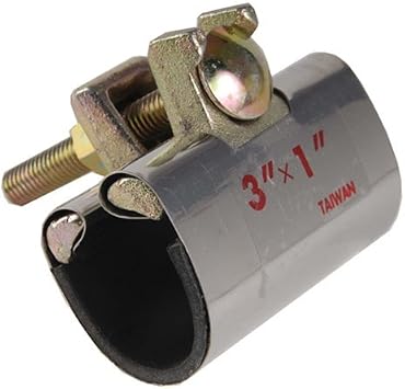 Stainless Steel One-Piece Galvanized Repair Pipe Clamp with Single Bolt, 1-1/2 x 3 inches | water pipe repair, plumber pipe holder, or copper pipe leak repair kit.