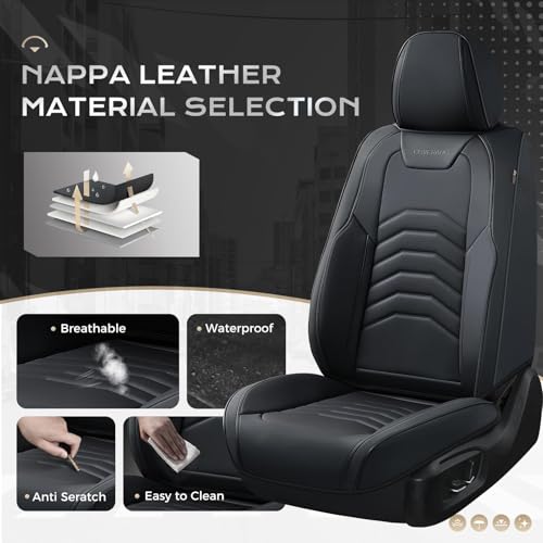 Image of Coverado Car Seat Covers Front Seats, 2-Pack Black Seat Covers for Cars, Waterproof Leather Car Seat Covers for Cars, Car Seat Protector Car Seat Cushion Universal Fit for Most Cars Trucks SUV