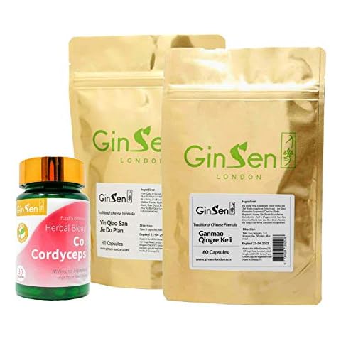 Ginsen Antiviral Flu Kit (7) Anti-Flu to Help Throat Pain, Coughing, Cold, Fever, Sneezing, Discharge, Headache, Chest Pain Inflammation, Helping Fast Recovery, Vegan, Vegetarian, Natural, UK Made Cover