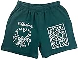 Keith Haring Iconic Art Pieces XL Dark Green Sweat Shorts for Men