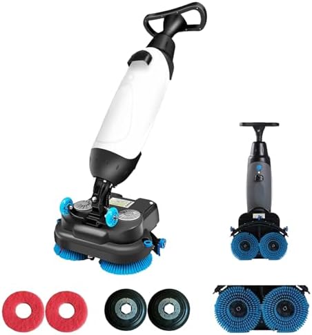Battery-Powered Mini Floor Scrubber Machine - 17" Cleaning Width, 90 Min Runtime, 240 RPM, Ideal for Small Commercial Spaces, Offices, Retail & More - Efficient & Compact Cleaning Solution