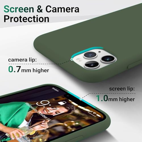 Image of DIZORO Microfiber Candy Case Compatible for iPhone 11 Pro Max 6.5 inch, Shockproof Slim Back Cover Liquid Silicone Case - Pine Green