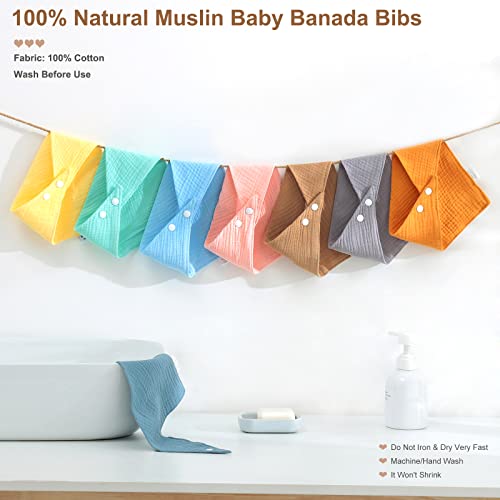 Yoe Gogh 10Pcs Muslin Baby Bibs For Girl Boy, Super Absorbent Baby Bandana Drool Bib For Unisex, 100% Organic Solid Colors Bibs Set For Teething And Drooling #TOP1