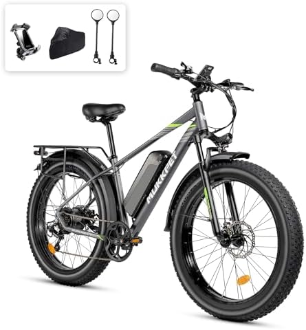 Mukkpet Suburban 750W Electric Bike for Adults, 25MPH Ebike, 26” X 4.0 Fat Tire Mountain Bikes 48V 15AH BMS Battery Adult Electric Bicycles 7-Speed Electric Bike