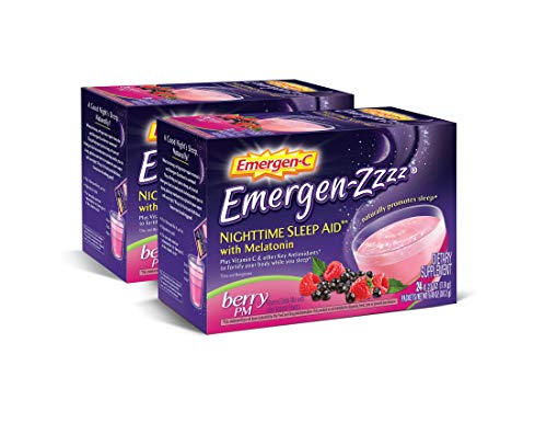 Emergen-Zzzz Nighttime Sleep Aid, With Melatonin And Vitamin C 500mg (48 Count, Berry PM Flavor) Dietary Supplement, 0.27 Ounce Powder Packets