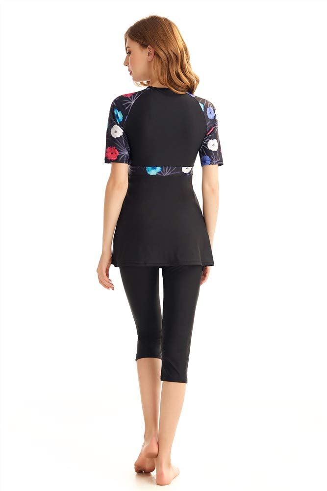 Tuta da Surf Rash Guard Costumi da Bagno modesti per Costumi da Bagno a Maniche Corte da Donna Burkini Costumi da Bagno modesti Costumi da Bagno