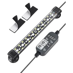 Pawfly 5 W Aquarium LED Light 8 Inch 24/7 Fish Tank Light with Full Spectrum Brilliant White Blue Red Green Lights Multi-Colored LEDs with D/N Mode Single Color Effects Timer and Adjustable Brightness