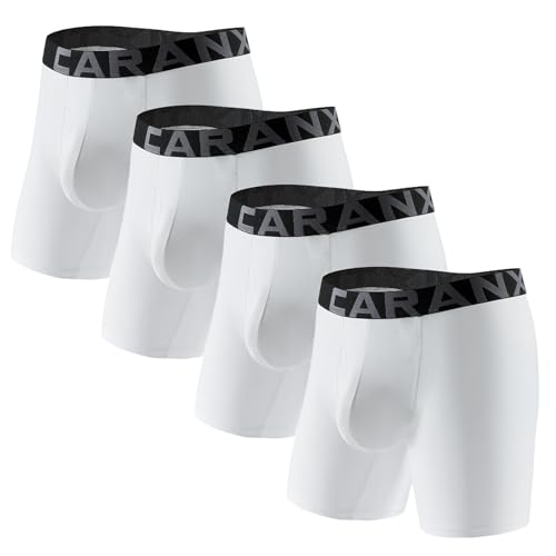 Mens Underwear Boxer Briefs 4 Pack Moisture Wicking Mesh Boxer Briefs with Fly Breathable Soft Underwear for Men