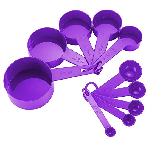 10pcs 6 Couleurs Coupes De Mesure Et Une Cuillère Mesurette Poignée En Silicone Cuisine Outil De Mesure (Color : PURPLE)