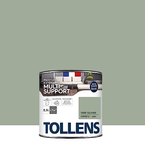 Tollens Peinture extérieure multisupport - Ultra résistante Haute qualité - Satin - Vert Olivier - 0,5L = 7m2
