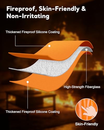 Image of Emergency Fireproof Cloak with Hood - KANHIRO 1076F Heat Resistant Fire Escape Poncho, Extra Large Silicone Coated Fire Blanket Cape for Home, Kitchen & Emergency