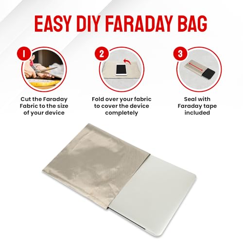 Image of ATMOSURE Faraday Fabric & Tape Kit (2 Yard | 44 inchx72 inch) - Copper-Nickel Shielding for RFID Blocking, Wireless Signal Isolation, DIY Applications