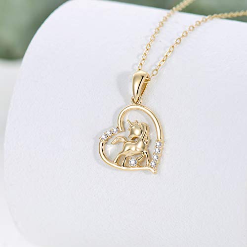Motiel 14K Gold Unicorn Necklace Heart Pendant Jewelry Gifts For Girls Women Girlfriend Mom Daughter Sister Friends In Christmas, Birthday, Anniversary, Mother's Day, Valentine's Day Or Graduation #TOP1