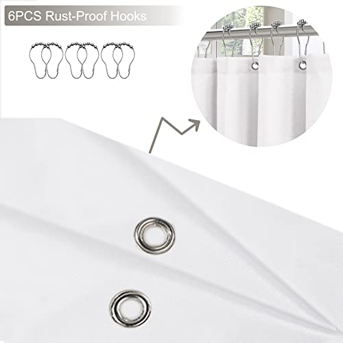 ZARCKER Waterproof Shower Curtain, 182x92CM Linen Bathroom Curtain with Impemeable Coating Mould and Mildew Resistant Fabric Bath Curtain-Polyester/Quick-Drying/Weighted Hem - White - Image 6