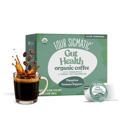 Four Sigmatic Mushroom Coffee K-Cups with Probiotic, Organic and Fair Trade Coffee, Organic and Fair Trade with Turkey Tail, Chaga, Prebiotics, CFU shelf-stable, Heat Resistant, 24 Count