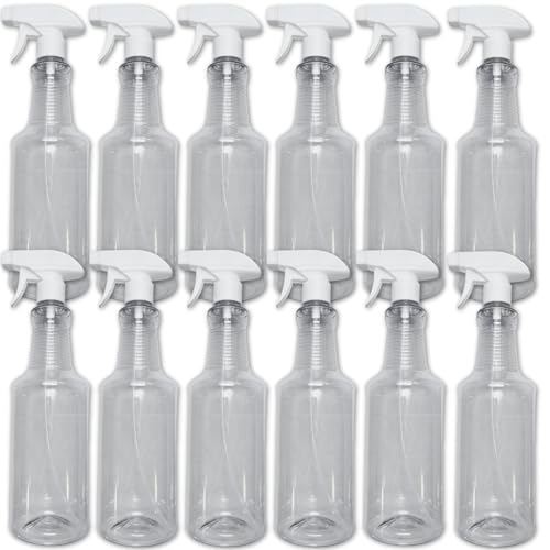 Plastic Sprayer Bottle (32 Oz/12-Pack) Empty Spray Bottles for Cleaning