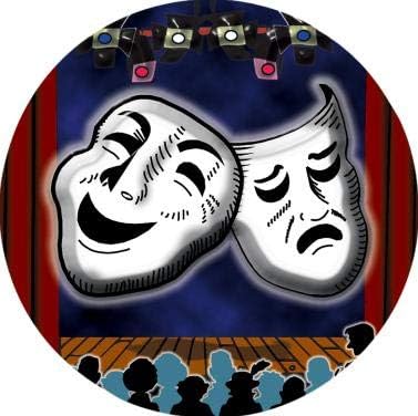 Crown Awards Drama Masks Banner Pin, Gold Drama Pins
