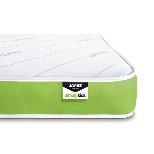 JAY-BE Simply Kids Anti-Allergy Foam Free Sprung Mattress, 3ft, Steel Spring with Hypoallergenic Airflow Fibre, White/Green, Single (90 x 190 x18cm)