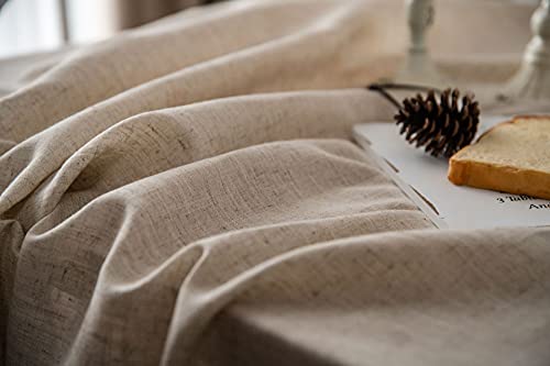 Anaado Toalha de Mesa Retangular 4 lugares, Algodão e Linho, Bege (1,80m x 1,40m)