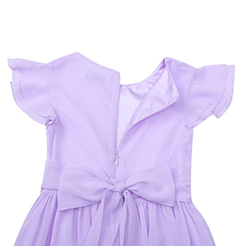FEESHOW Kids' Big Girls' Flutter Sleeve Ruffle Chiffon Bridesmaid Wedding Prom Long Gown Party Flower Girl Dress4