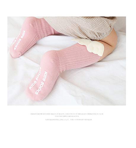 Mrotrida Kids Cute Knee High Socks Spring Autumn Cotton Angel Wings Anti-Slip Socks 0-3Years 3 Pair #TOP6