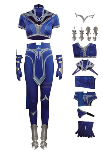 Kitana Cosplay Jumpsuit Costume Kitana Jacket Mask Scarf Fullset Adults Womens Bodysuit Halloween Outfits
