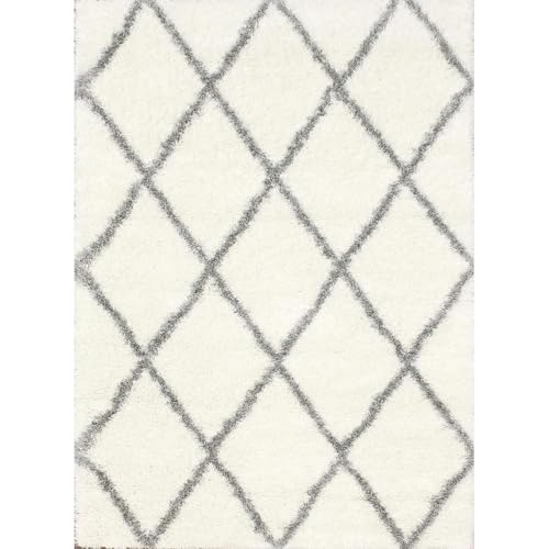 Image of Shaggy Carpet for Home 8 x 10 FEET Ultra-Soft, Thick, and Stylish Shag Texture Ideal for Living Room, Bedroom, or Office - Easy to Clean and Perfect (White Multi A3)