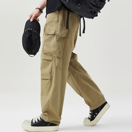 XYXIONGMAO Men's Joggers Hip Hop Casual Sweatpants Black Loose Multi-Pocket Streetwear Cargo Pants Techwear Pleated Overalls3