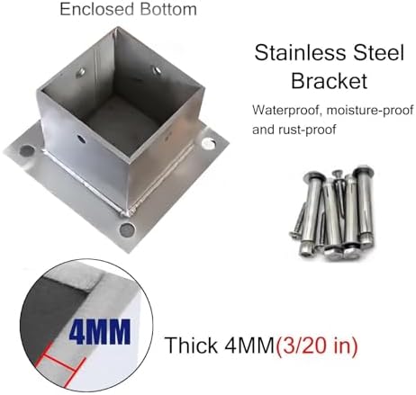 Heavy Duty Pergola Kit with Cement Post Base - Fits 2x2 to 8x8 Inch Square Columns, Includes Anchor Brackets, Screws & Fittings for Sturdy Fence Gate Support,100x100 mm/3.9x3.9 in