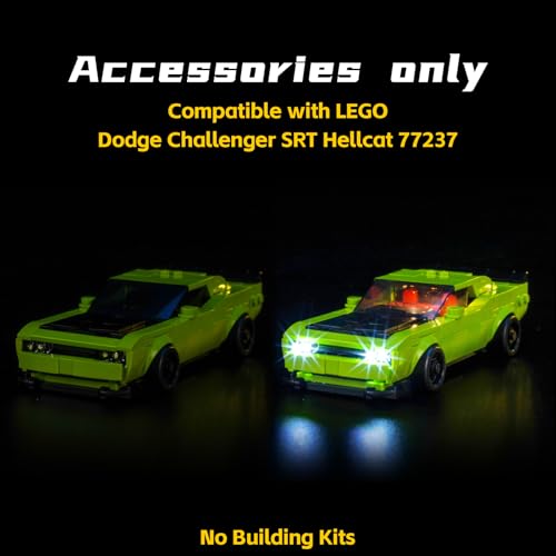 Image of Light Compatible with Lego Dodge Challenger SRT Hellcat Sports Car | BrickBling Speed Champions Light - Not Come with Car (77237)