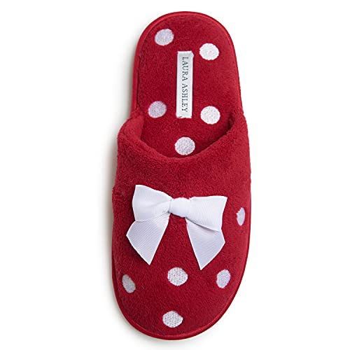 Image of Laura Ashley Ladies Embroidered Soft Terry Scuff Slipper