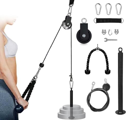 TINMAGI Poleas Gimnasio para Casa, Fitness DIY Polea Gimnasio en Casa, Cuerda Triceps Maquina de Musculacion, Gym Cable Máquina para Antebrazos Entrenamiento de Fuerza del Brazo