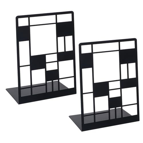 MUELODSIC 角滑り止めブックエンド ブラック 属製頑丈立て モダンデザイン収