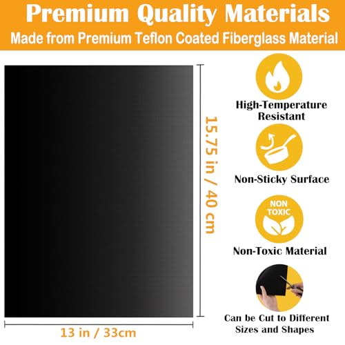Image of Dailyart Grill Mats Non Stick Set of 5 BBQ Grill Mat Baking Mats FDA-Approved PTFE Teflon BBQ Accessories Grill Tools Reusable, Easy CleanWorks on Gas, Charcoal, Electric Grill 15.75 x 13-Inch, Black | BBQ Grill Mat Baking Mats Teflon BBQ Grilling Accessories Reusable,Works on Gas, Charcoal, Electric Grill 15.75 x13In, Black