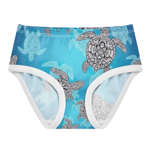 Sea Turtles Blue Girl Panties, Toddler Girl Panties, Girls Underwear Cotton, 2–8 Years