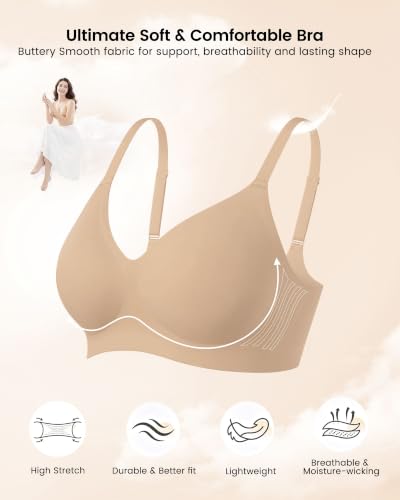 Image of As Fairy Wireless Bras for Women Full Coverage Seamless Comfort T-Shirt Bra