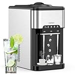 COSTWAY Water Dispenser with Ice Maker, Hold 3-5 Gallon Bottle, 3-in-1 Countertop Top-Loading Hot Cold Water Cooler Machine for Home Office, Safety Lock, 48Lbs/24H, 12 Cubes, 4Lbs Storage Basket
