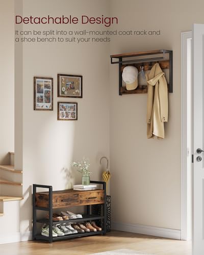 image for VASAGLE Hall Tree with Bench and Shoe Storage, Entryway Coat Rack with