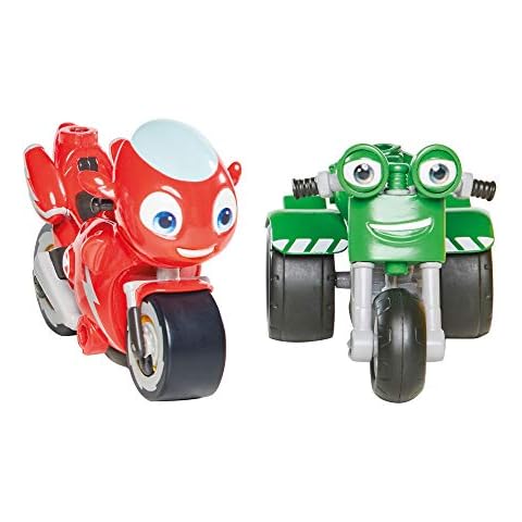 Ricky Zoom T20044 Ricky Zoom & DJ 2 Pack, 3 Inch Action Figures Wheeling, Free Standing Kids Motorbike Toys for 3 Year Old Boys and Girls + Cover