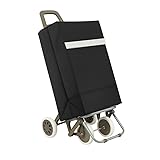 Weida Carro de la Compra 4 Ruedas | Impermeable, Resistente | Mango Ergonómico y Bolsa Impermeable | para Arrastre Cómodo Y Estable | Ideal para Supermercado y Uso Diario | Negro- 95cm-42cm-46cm