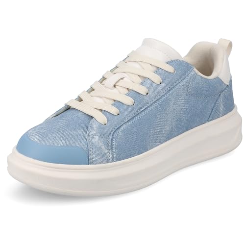 Journee Collection Women's Meeya Casual Lace-Up Sneakers, Denim, 11