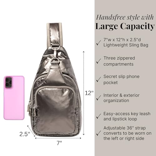 Image of Baggallini Women's Central Park Sling 12 inchx7 inch Crossbody Bag W /Convertible Adjustable Shoulder Strap