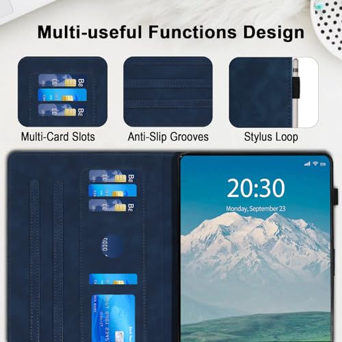 Coque Google Pixel Tablet 11 pouces étui en cuir PU bleu avec support