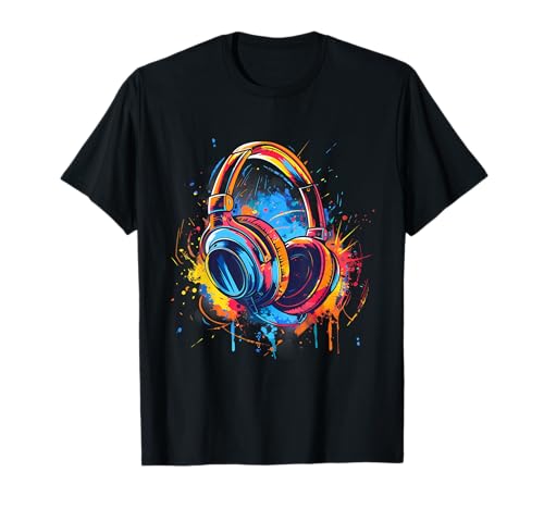 Headphones Music DJ Music Lover Splash EDM Music Headphones T-Shirt